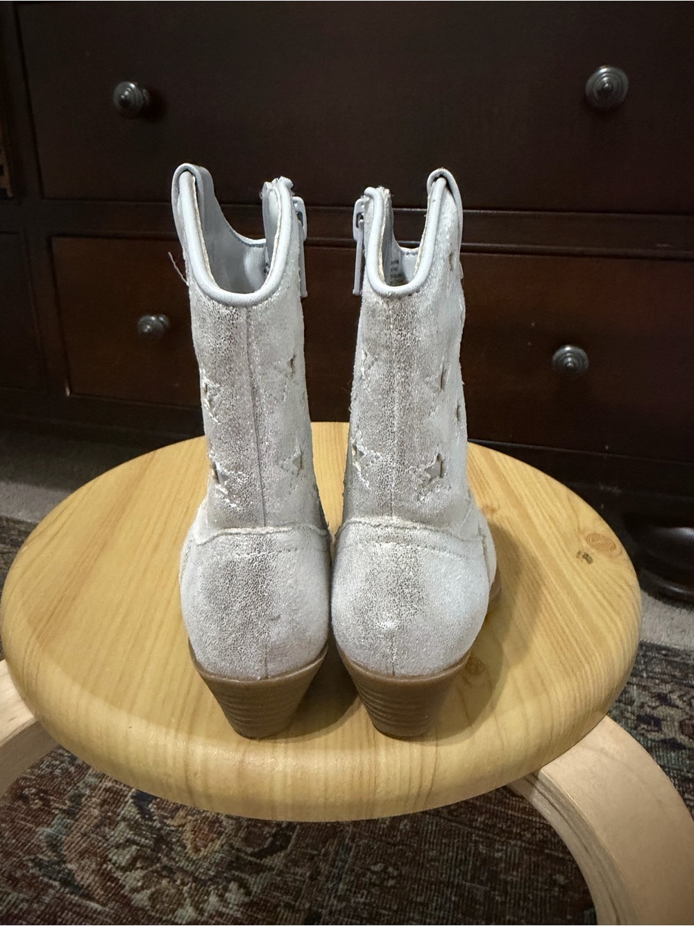 Tucker + Tate Cream Star-Embossed Girls Western Boots - Picture 3 of 4